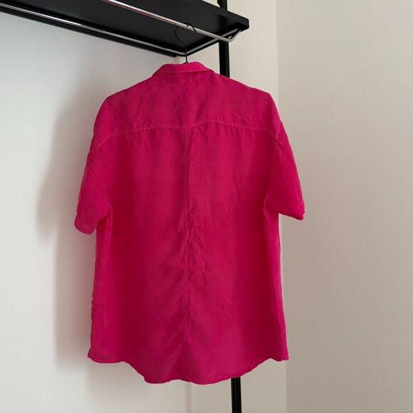 Left On Friday Sports Silk Button-Down, Hot Pink, Size S/M - Picture 2 of 10